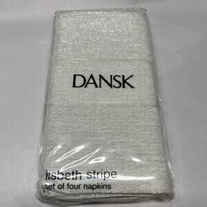NEW Dansk Lisbeth Set of 4 Napkins Neutral Silver Metallic Holiday DECOR